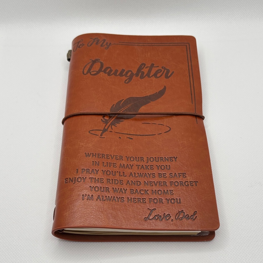 Faux Leather Journal, Notebook or diary with Engraved Message Dad to Daughter